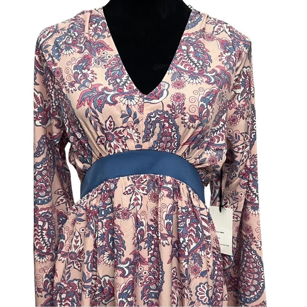 Unique Vintage Pink Paisley Print Dress - Picture 4 of 11